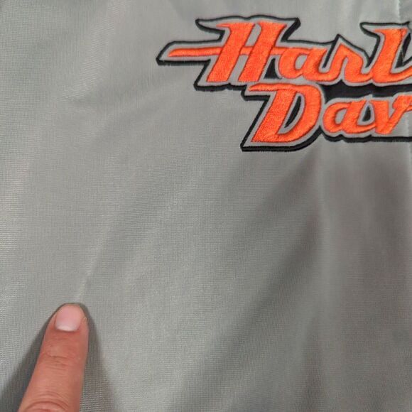 Harley Davidson‎ Track Jacket Mens Large Gray 3 Stripes Raglan Sleeve Full Zip - Picture 5 of 13